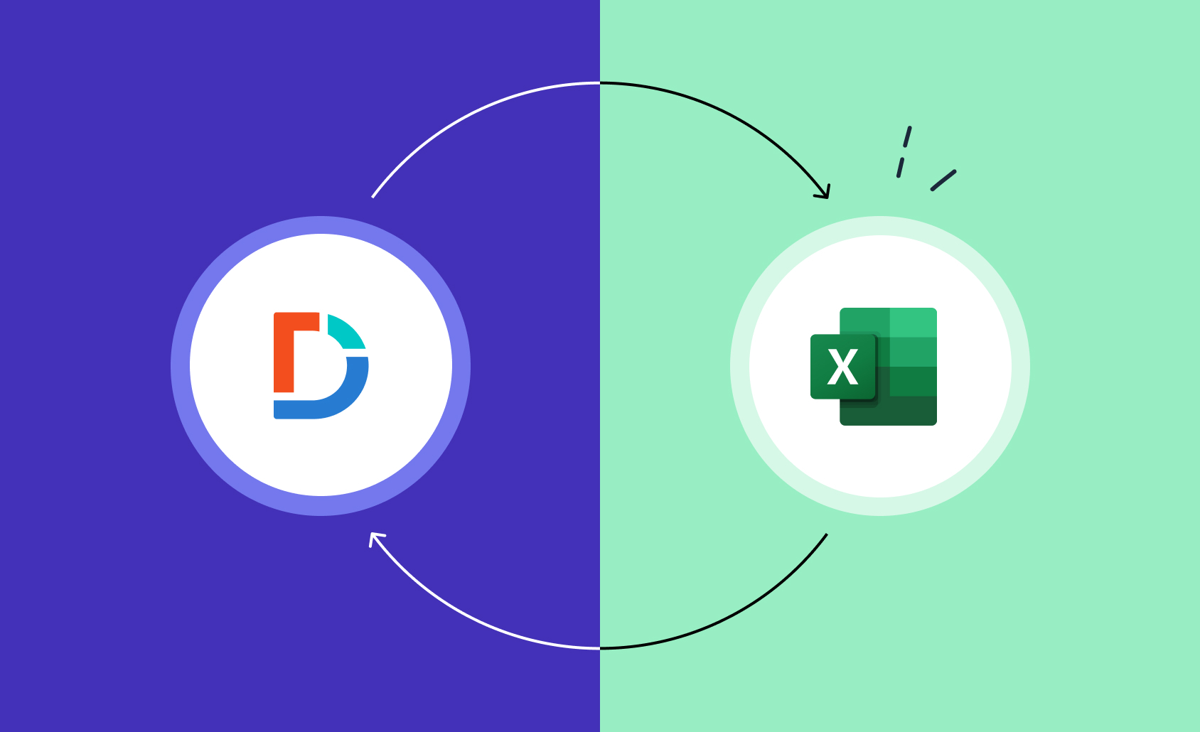 Illustration of text analytics for excel with the Displayr logo added.