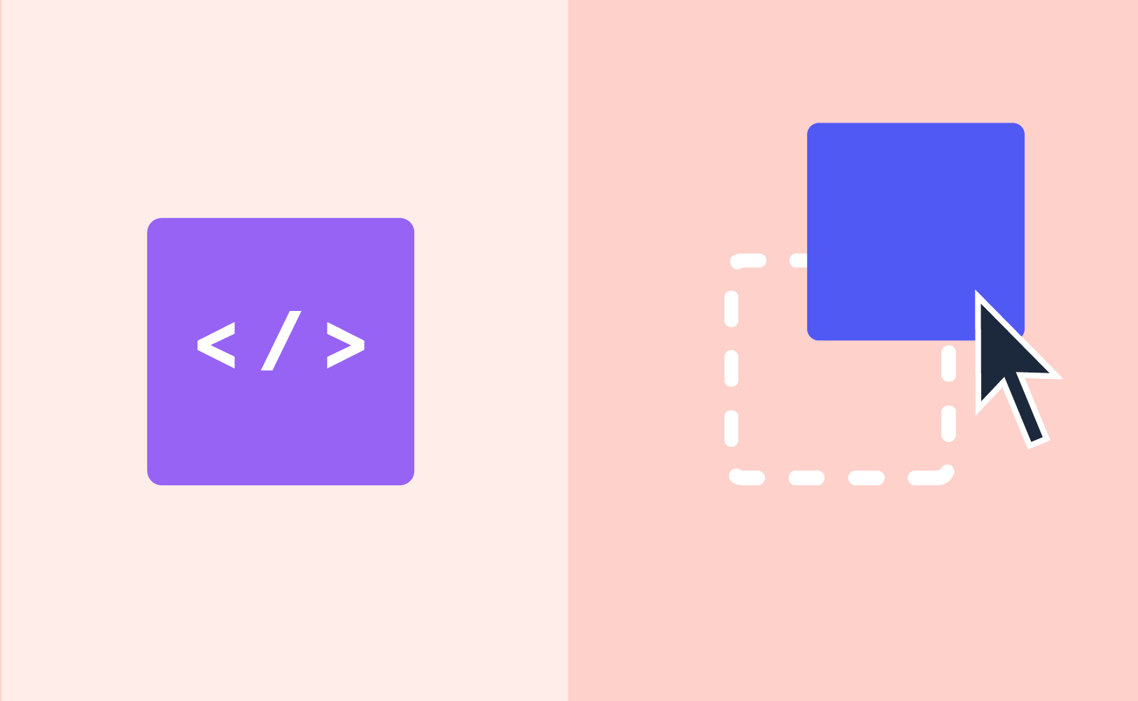 web data app illustration showing no-code vs full-code graphics